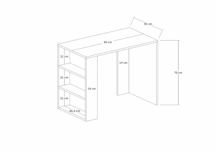 Hanah Home Mesa de Estudio Escandinava Blanca con Numerosos Estantes, 90x50x70 cm, Tablero Melamina 18mm